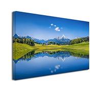 DECLINA Tableau grand format, reproduction tableau sur toile, décoration salon, toile moderne, Tableau déco paysage LAC DANS LES ALPES 120x80 cm
