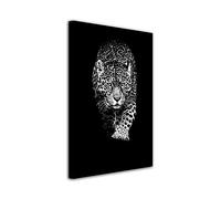DECLINA, tableau imprimé XXL, tableau animaux, toile grand format, Tableau photo toile Léopard noir et blanc, 80x120 cm