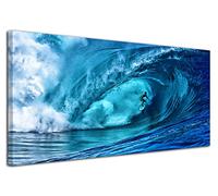 DECLINA - Tableau Mural dans le tube de Teahupoo - Vague Mythique Surf - Photo sur Toile - Fabriqué en France - 60x30cm