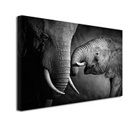 DECLINA - Tableau Mural L'Éléphant et sa Mère - Style Safari Chic - Photo sur toile - Fabrication française - 50x30 cm