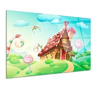 DECLINA - Tableau Mural Maison En Sucrerie - Décoration Murale Enfant Univers Marin Éducatif - Impression HD Sur Verre Acrylique - Fabriqué En France