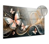 DECLINA - Tableau Mural Papillons Roses - Déco Murale Animalière - Photo sur Verre Acrylique Brillant - Fabriqué en France