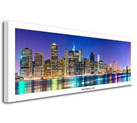 DECLINA Tableau Panoramique New York - Impression photo ville sur toile décoration murale paysage - Déco maison, cuisine, salon, chambre adulte - 120x50 cm