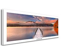 DECLINA Tableau Paysage LAC DE CHUZENJI - Impression Photo Paysage sur toile décoration murale - Déco maison, cuisine, salon, chambre adulte - 150x60 cm