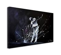DECLINA Tableau Peinture imprimée reproduit sur Golf Black and White - Impression Photo Paysage sur toile décoration murale - Déco maison, cuisine, salon, chambre adulte - Noir et Blanc 120x80 cm
