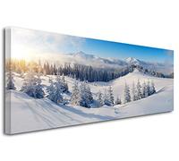 DECLINA Tableau Photo Montagne des CARPATES - Impression Photo Paysage sur toile décoration murale - Déco maison, cuisine, salon, chambre adulte - 100x35 cm