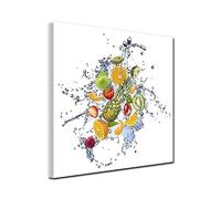 DECLINA, Tableau pour cuisine, tableau décoratif en toile imprimé, tableau de fruits et cocktail pour la décoration murale de cuisine, 25x25 cm