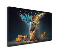 DECLINA, Tableau pour cuisine, tableau décoratif en toile imprimée, Tableau toile déco mixage de fruits, 50x30 cm