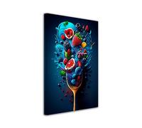 DECLINA Tableau pour cuisine, tableau en toile imprimée, décoration murale, Tableau déco toile Assortiment de fruits, 80x120 cm