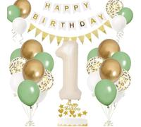 Déco 1er Anniversaire - Ballon Alu Numéro 1, Bannière Joyeux Anniversaire
