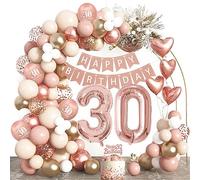 Déco 30 ans femme, guirlande doré rosé, ballons alu & banderole