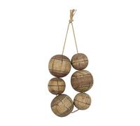 Deco 79 Decor Sculpture Murale rayée à 6 Cordes avec Corde de Suspension, pin, Marron, 8,2 x 3,9 cm