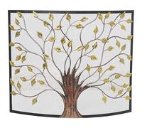 Deco 79 Écran de cheminée à panneau unique en relief sculpté en forme d'arbre en métal avec filet en maille incurvé, 39" x 7" x 33", Bronze