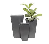 Deco 79 Lot de 3 Grands Pots légers minimalistes avec Base effilée, Fer, Gris foncé, 43,2 cm, 53,3 cm, 63,5 cm de Hauteur