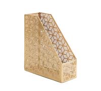 Deco 79 Porte-revue géométrique en métal avec motif sculpté au laser, 12,7 x 25,4 x 30,5 cm, doré