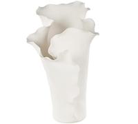Deco 79 Vase décoratif en céramique avec Motif Floral Abstrait - 22,9 x 27,9 x 40,6 cm - Crème