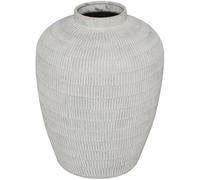 Deco 79 Vase texturé en céramique avec Motif linéaire, 38,1 x 38,1 x 48,3 cm, crème