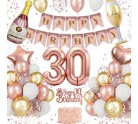 Déco Anniversaire 30 Ans Femme Rose Gold Décoration Anniversaire 30 Ans, Ballon 30 Ans, Ballon Chiffre 30, Banderole Happy Birthday, Topper Gâteau, Ballons Alu Champagne Coupe, 30 Ans Accessoires Fête
