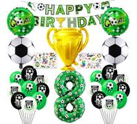 Deco anniversaire foot, Décorations d'anniversaire pour un garçon de 8 ans, Ballon anniversaire foot, Tatouages temporaires, Banderoles, ballons en aluminium, Décorations pour une fête de fans