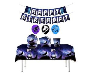 Déco Anniversaire Loup Decoration Ballons dse Baudruche Loup Ballons Anniversaire Wolf Bannière Enfant Vaisselle de Fêtes Loup Vaisselle Fêtes