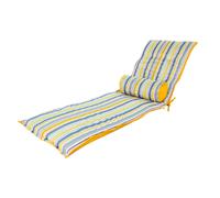 Coussin de Transat avec Traversin - 195x60x5 cm - Déperlant, Résistant aux UV et Confortable - Matelas pour Chaise Longue et Bain de Soleil - Motif Rayures Solaires - DÉCO Arts