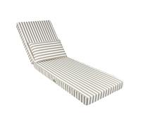 Déco Arts Coussin Bain de Soleil 190x60x10 cm avec Têtière - Matelas Transat Déhoussable Déperlant Anti-UV - Tissu Premium 270 g/m² Oeko-TEX - Coussin Chaise Longue Jardin - Rayure Beige