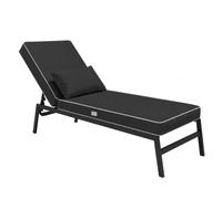 deco arts Coussin Bain de Soleil Premium - 190x60x10 cm - Matelas pour transat avec Coussin - Déhoussable, déperlant, Anti-UV, très Confortable - 190x60x10 cm - Gris Foncé