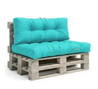 Déco Arts - Coussin Palette Lot de 2 (Assise 120x80 + Dossier 120x40) - Tissu Déperlant Anti-UV - Mousse Confort 240g/m² - Oeko-TEX 100 - Bleu Caraïbes