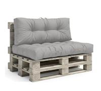 Déco Arts - Coussin Palette Lot de 2 (Assise 120x80 + Dossier 120x40) - Tissu Déperlant Anti-UV - Mousse Confort 240g/m² - Oeko-TEX 100 - Gris Galet