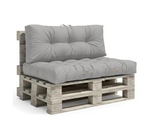 Déco Arts - Coussin Palette Lot de 2 (Assise 120x80 + Dossier 120x40) - Tissu Déperlant Anti-UV - Mousse Confort 240g/m² - Oeko-TEX 100 - Gris Galet