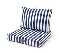 Déco Arts - Lot de 2 Coussins Déhoussables Salon Jardin 60x50 - Assise 60x50 + Dossier 60x35 cm - Imperméable Anti-UV - Remplacement Mobilier Jardin Terrasse Balcon Véranda - Rayures Bleues