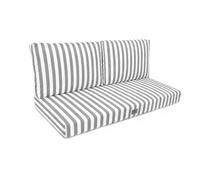 Coussins pour salon de jardin déhoussable 100x50cm - Rayure gris clair