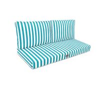 Coussins pour salon de jardin déhoussable 120x60cm - Rayure Turquoise
