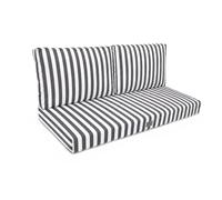 Coussins pour salon de jardin déhoussable 120x60cm - Rayure Gris foncé