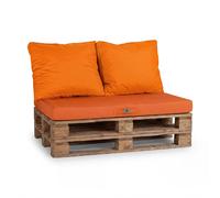 Lot matelas pour palette déhoussable avec assise de 120x80x10cm et dossier Orange
