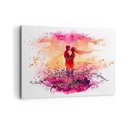 Deco Cadre Décoration Salon Amour Couple lune de miel Moderne Impression sur Toile 120x80cm Image Tableau Decoration Murale Chambre Horizontal Art Wall Grand Tableaux Decoratifs Muraux AA120x80-3006