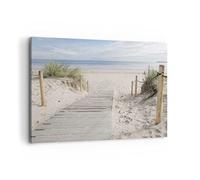 Deco Cadre Décoration Salon Plage Dune Entrée Moderne Impression sur Toile 120x80cm Image Tableau Decoration Murale Chambre Cuisine Horizontal Art Wall Grand Tableaux Decoratifs Muraux AA120x80-4188