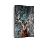 Deco Cadre Salon Cerf cerf hiver Moderne Impression sur Toile 80x120cm Image Tableau Decoration Murale Chambre Cuisine Vertical Art Wall Decor Design Grand Tableaux Decoratifs Muraux PA80x120-4998