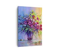 Deco Cadre Salon fleurs vase Moderne Impression sur Toile 80x120cm Image Tableau Decoration Murale Chambre Cuisine Vertical Art Wall Decor Design Grand Tableaux Decoratifs Muraux PA80x120-4117