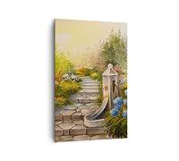 Deco Cadre Salon jardin fleurs été Moderne Impression sur Toile 80x120cm Image Tableau Decoration Murale Chambre Cuisine Vertical Art Wall Decor Design Grand Tableaux Decoratifs Muraux PA80x120-3694