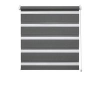Deco Company Double Store à Clipser, Store Enrouleur à Commande Latérale sans perçage, Bandes Transparentes et Opaques, Kit de Montage Inclus, Polyester, Anthracite, 70 x 150 cm
