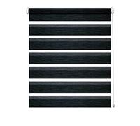 Deco Company Double Store à Clipser, Store Enrouleur à Commande Latérale sans perçage, Bandes Transparentes et Opaques, Kit de Montage Inclus, Polyester, Structure Anthracite, 90 x 150 cm