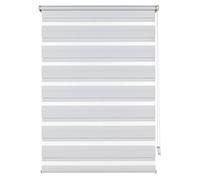 Deco Company Store Enrouleur Double à clipser, Store double/Store latéral, Bandes transparentes et opaques, Kit de Montage Inclus, Blanc, 55 x 150 cm (LxH)