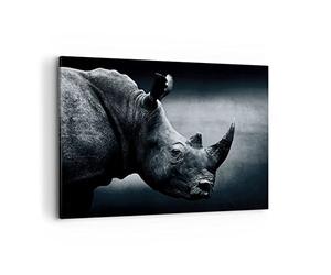 Deco Décoration Salon Rhinocéros Noir Et Blanc Portrait Moderne Impression sur Toile 120x80cm Image Tableau Decoration Murale Chambre Horizontal Art Wall Tableaux Decoratifs Muraux AA120x80-4347