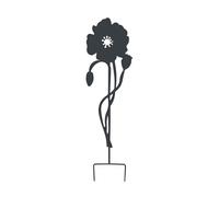 Déco en métal à planter - Coquelicot - 22x70 cm - Anthracite - Acier époxy - Résistant UV