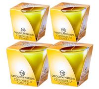 Deco Express Bougie Citronnelle Ensemble, 30h Extérieur Bougie Lot de 2 ou 4 (Jaune, Lot de 4)