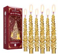 Deco Express Bougies de Noël Lot de 3 ou 6, Bougies Sapin Maison ou Père Noel, Déco de Table Ambiance d'Hiver, Idee Cadeau Centre de Table (Or 6 Pcs)