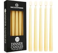 DECO EXPRESS Bougies Pointues Lisses, Lot de 10, Anti-Gouttes et Sans Parfum, Bougie Longue Durée 8h, Saint Valentin et Fetes des Mères Decoration Maison, Idee Cadeau (Vanille - Lot de 10)