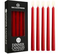 DECO EXPRESS Bougies Pointues Lisses, Lot de 15, Anti-Gouttes et Sans Parfum, Bougie Longue Durée 8h, Saint Valentin et Fetes des Mères Decoration Maison, Idee Cadeau (Rouge - Lot de 15)