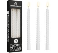 DECO EXPRESS Bougies Torsadées Lot de 3, Anti-Gouttes et Sans Parfum, Bougie Longue Durée 6h, Saint Valentin et Fetes des Mères Decoration Maison, Idee Cadeau (Blanc, Lot de 3)